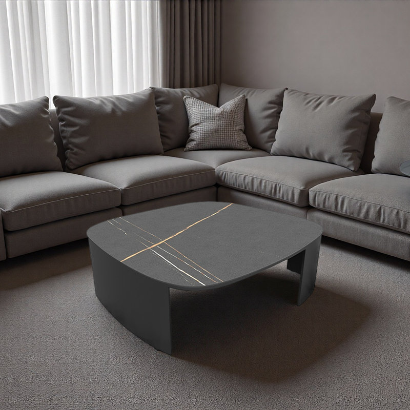 Modern Luxury Rockboard Coffee Table, Black
