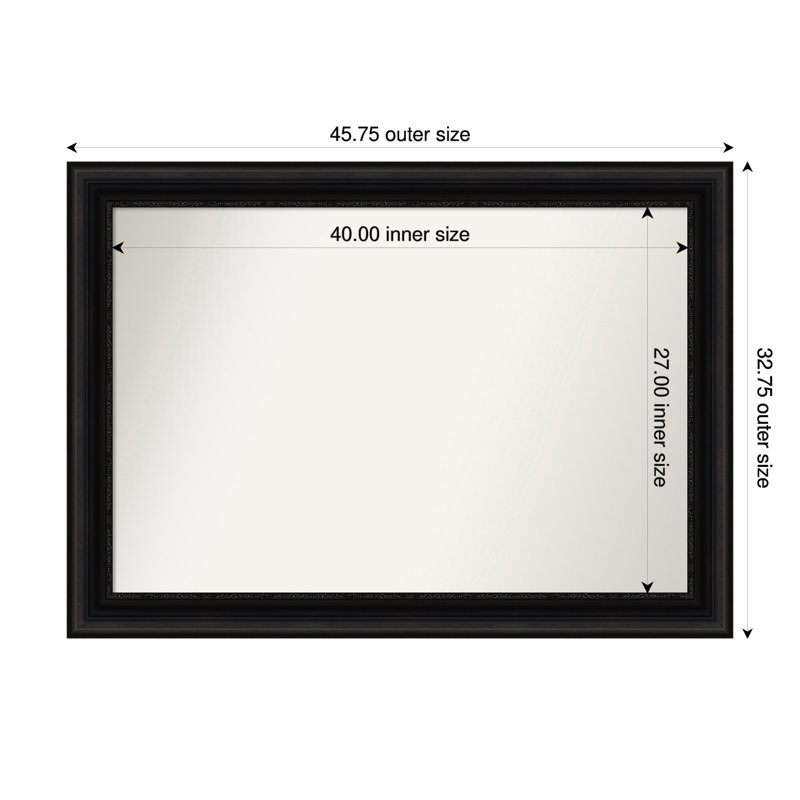 Miroir mural Senaiya, Rectangle, 32,75 po x 45,75 po