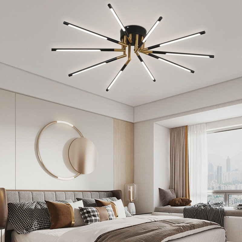 10-Light Linear Ceiling Light with Remote Control, Black