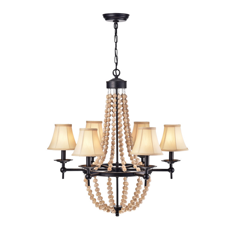 Lustre empire 6 lumières de style bougie avec accents perlés