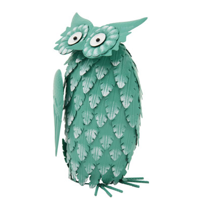 14" Handcrafted Owl Statue Metal Yard Art for Garden Patio, Balcony, Home Tabletop Decor