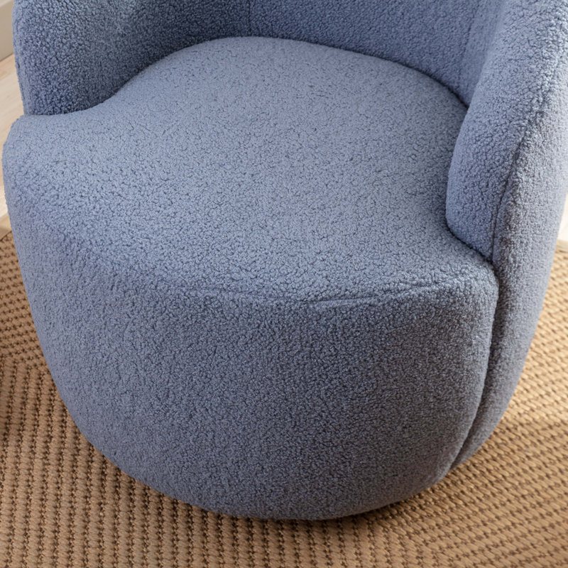 Genece Upholstered Swivel Accent Chair, Light Blue Wool