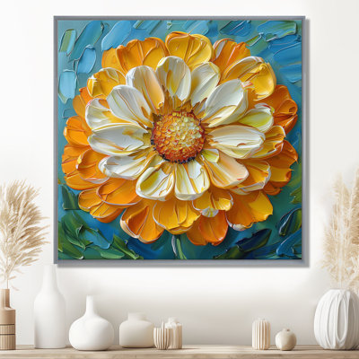 Peinture jaune jaune souci en fleurs I - décoration murale souci