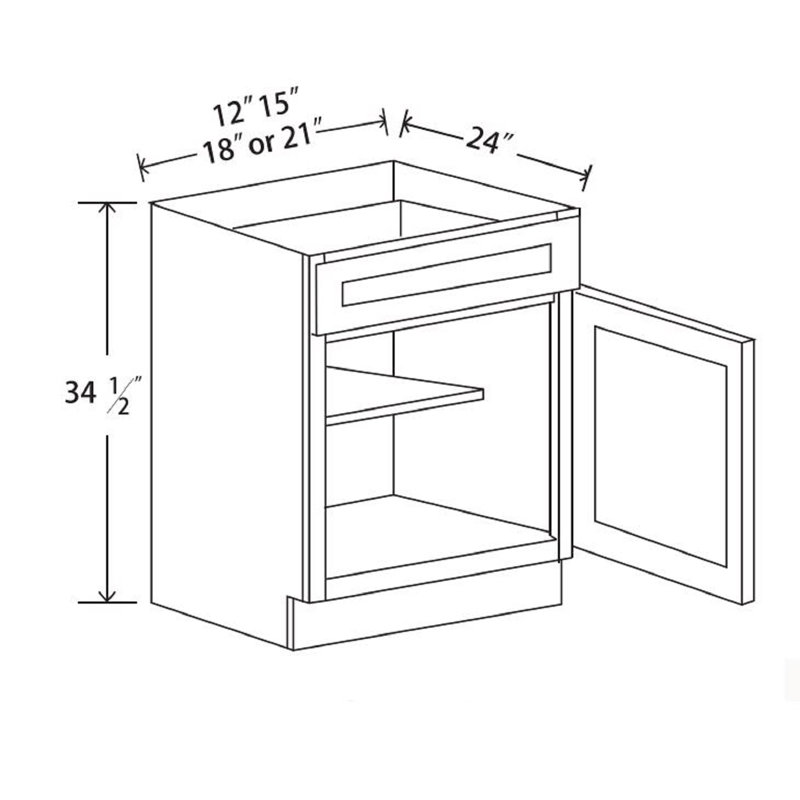 Armoire de cuisine 18 po style Shaker, H 34,5 po x l 15 po x P 25 po