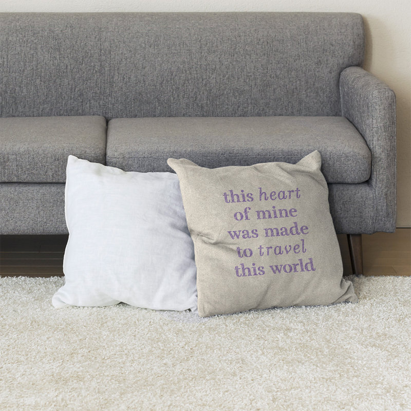 Coussin de sol, 36 po x 36 po, Blanc / Mauve