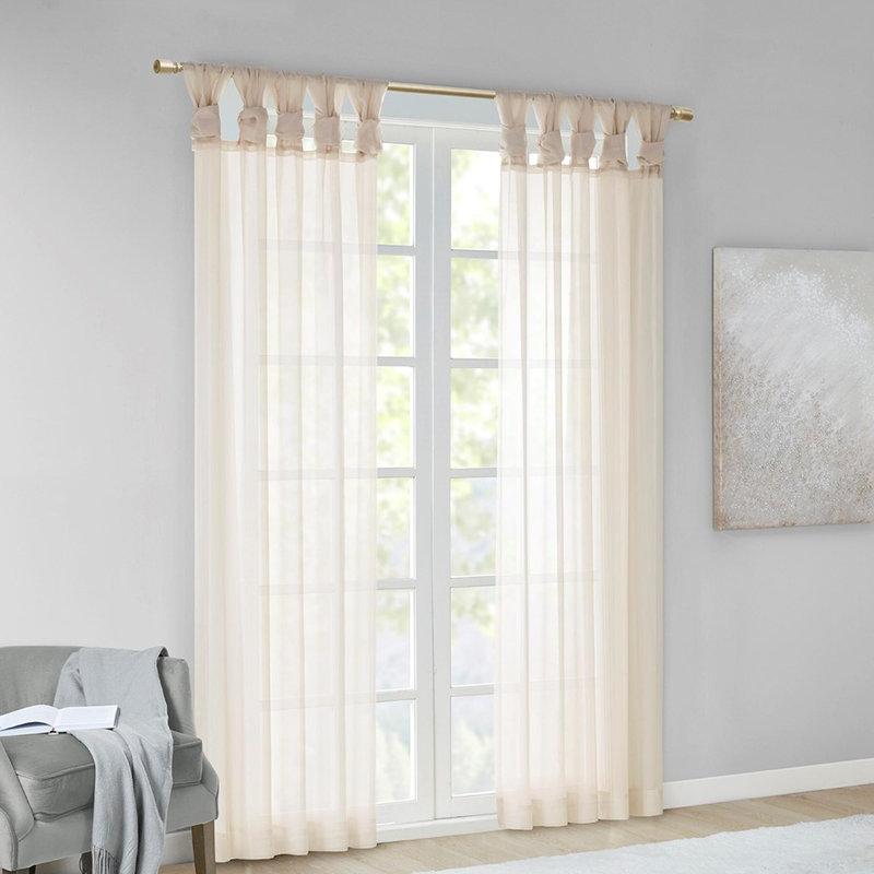 Paire de fenêtres transparentes Twist Tab, Ivoire, L 50 po x L 84 po