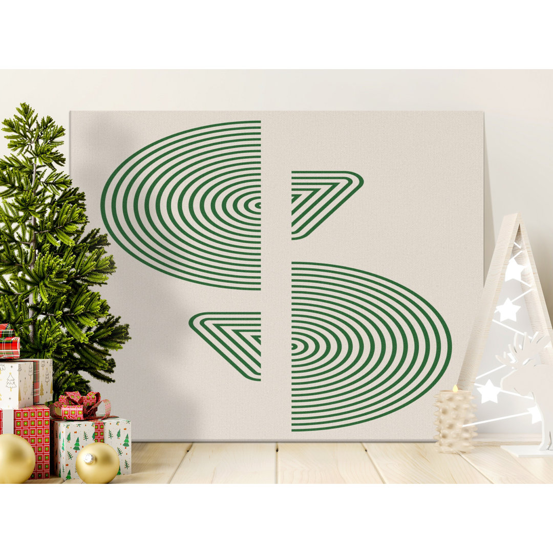 Abstract Geometric Canvas Wall Art, Modern Minimalist Decor, Green Arches and Triangles, Gallery Wrapped Canvas Print, Ready to Hang