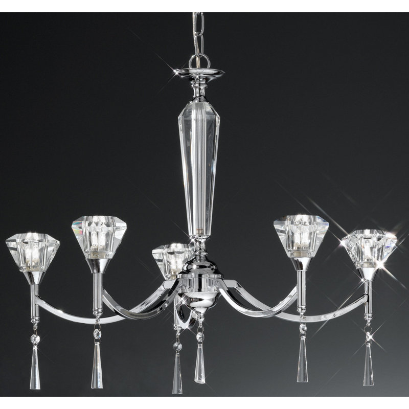 5 - Light Crystal Chandelier, Chrome