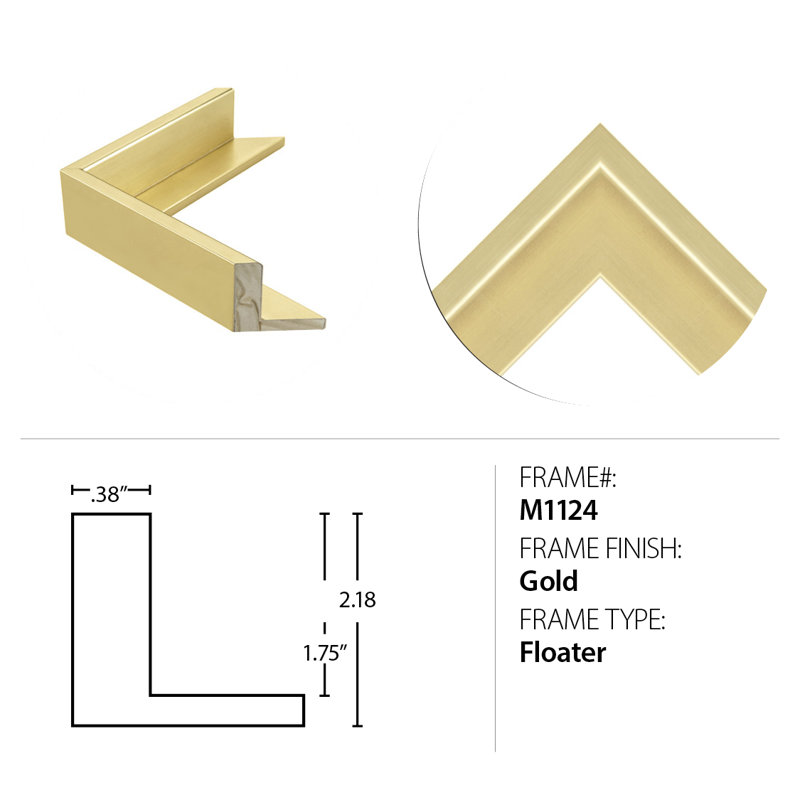 Floater 2 Solid Wood Beveled Mirror, Gold, Rectangle, 49.25" x 37.25"