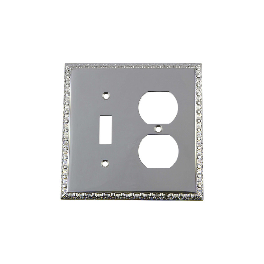 Egg and Dart 2-Gang Duplex Outlet / Toggle Light Switch Combination Wall Plate Nostalgic Warehouse 