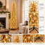 Sapin de Noël pliable et lumineux de 1,5 m, en forme de crayon, avec 50 lumières DEL blanc chaud et base pliable, disponible en 2 couleurs.-637879042