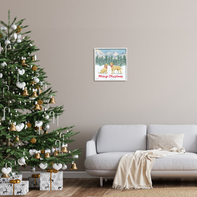 «Merry Christmas Dogs On Wood» par Paul Brent, reproduction