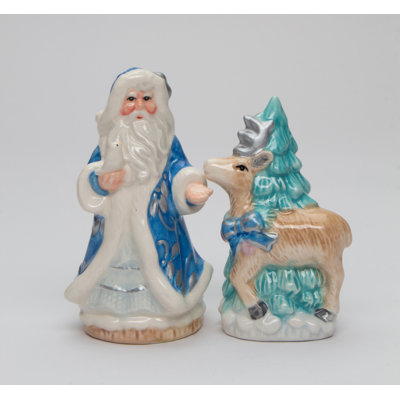 North Pole Santa And Reindeer Salt And Pepper