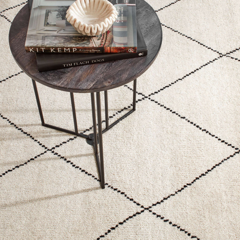 Numa Black Hand Knotted Wool Rug, Rectangle 3' x 5'