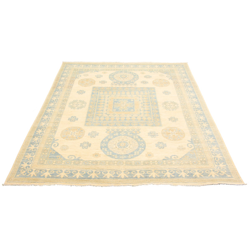 Tapis unique en laine noué à la main de style ivoire 8/1 po x 9 pi 8 po 18/20