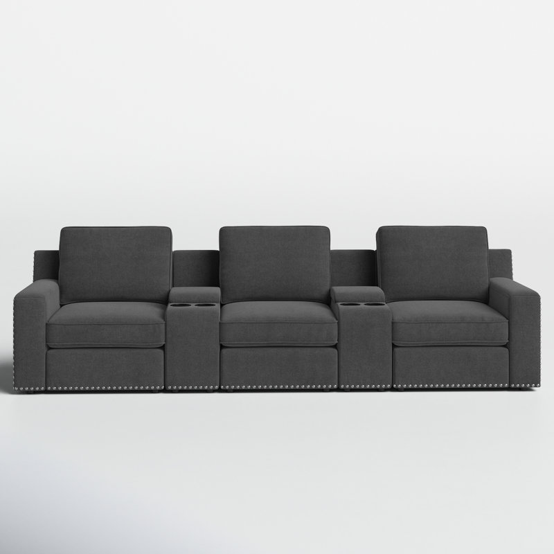 114" Wide Home Theatre Sofa with Cup Holder