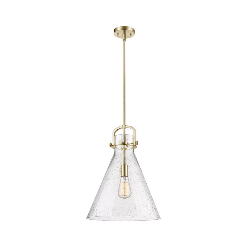 Luminaire suspendu à tige 1 lumière 10 po Abisaid, Grainé, H 15 po x l 14 po x P 14 po, Bronze champagne