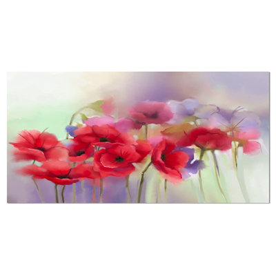 «Watercolor Red Poppy Flowers», reproduction d'art sur toile tendue