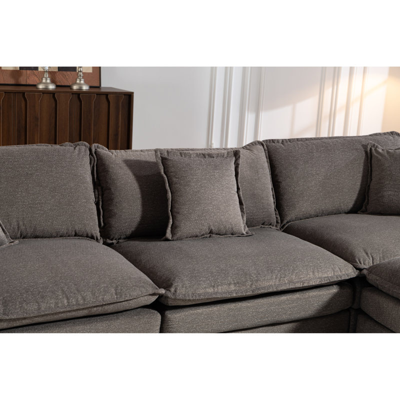 Canapés modulaires multifonctionnels modernes en chenille 3 places avec repose-pieds, idéal pour la détente dans le salon