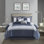 Ensemble de couette 8 pièces brodé Powell Navy pour lit queen