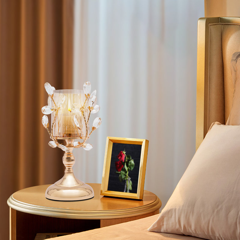 Candle Holder with Glass Shade for Home Decor