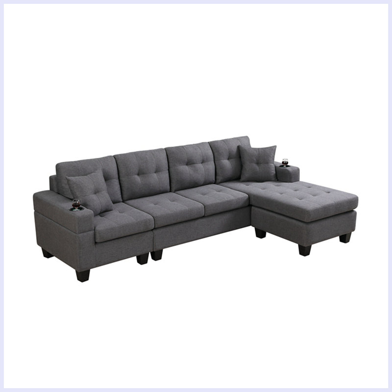 Canapé à accoudoirs carrés 97 po Walberg, 100 % polyester gris