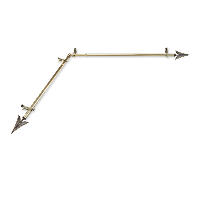 Tringle à rideaux simple de coin avec fenêtre Esteve, 120 po à 170 po, Laiton antique
