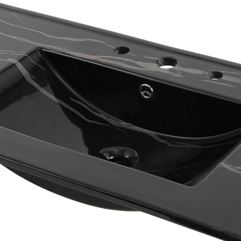 Plateau de meuble-lavabo de salle de bain simple rectangulaire en céramique lustrée à 3 trous l 36 po x P 18,25 po Ancillary