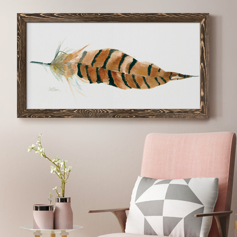 «Tail Feather I», peinture sur toile encadrée, Noyer