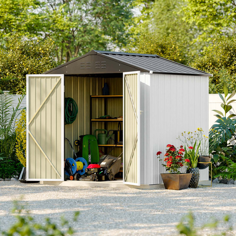 8 ft. W x 6 ft. D Metal Storage Shed, White