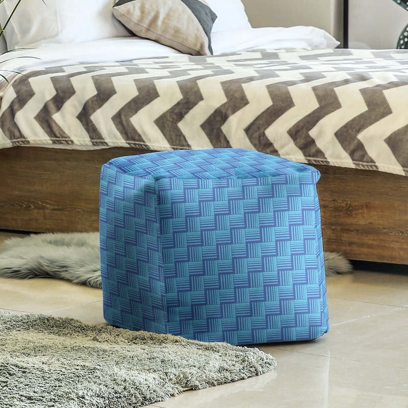 Repose-pieds cubique à rayures classic basketweave, Bleu / bleu sarcelle