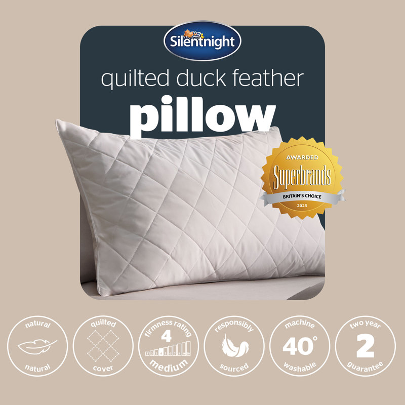 Silentnight Quilted Duck Feather Pillow Soft Medium Support