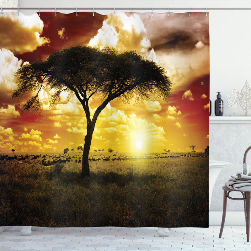 Shower Curtain with Hooks Included, 70" H x 69" W