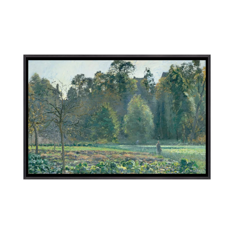Le champ de choux, Pontoise - reproduction d'art murale - toile encadrée, H 26 po x l 18 po, Noir patiné