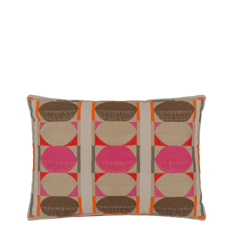 Kushime Embroidered Decorative Pillow, Fuchsia Geometric