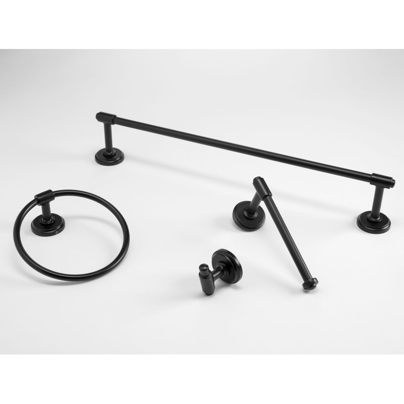 Barre à serviettes Piper Collection - noir mat 26 po x 2 po - Accessoire de salle de bain moderne Mid-Century, Noir mat