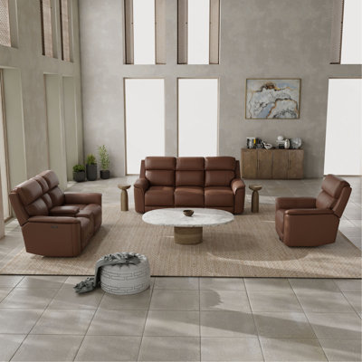 Dual Power Reclining Sofa In Pecan