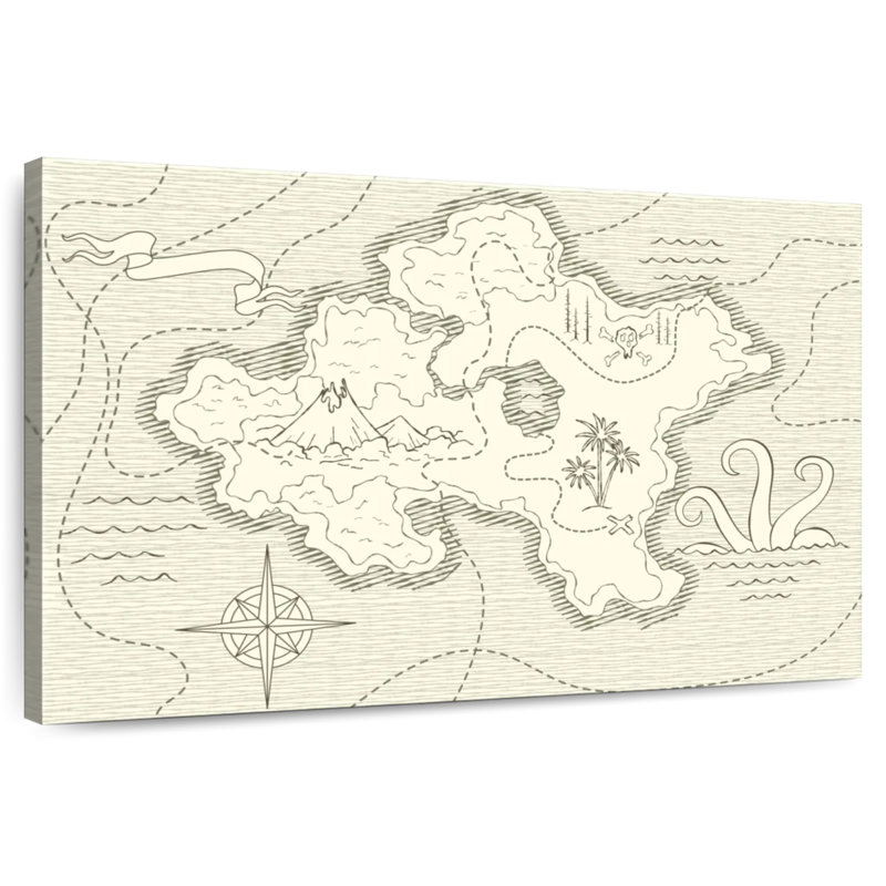 Carte de l'île aux trésors Aliaz, H 24 po x l 36 po
