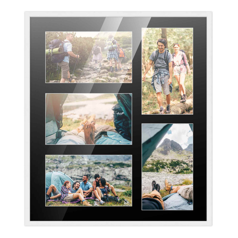 Wood Picture Frame with Mat, 4" x 6", 12" x 14", White/Black