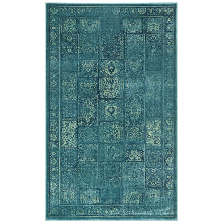 Evanoff Oriental Turquoise/Gray Area Rug