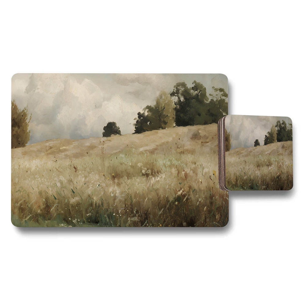 Artistic Field Meadow Landscape Placemat and Coaster Set