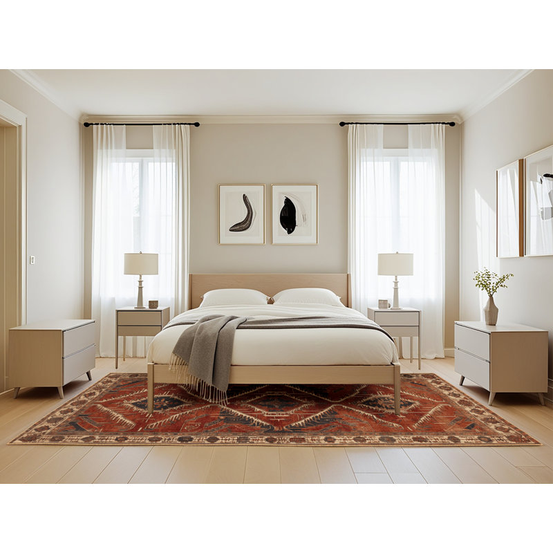 Machine Washable Persian Brown Area Rug, Rectangle 5' x 8'