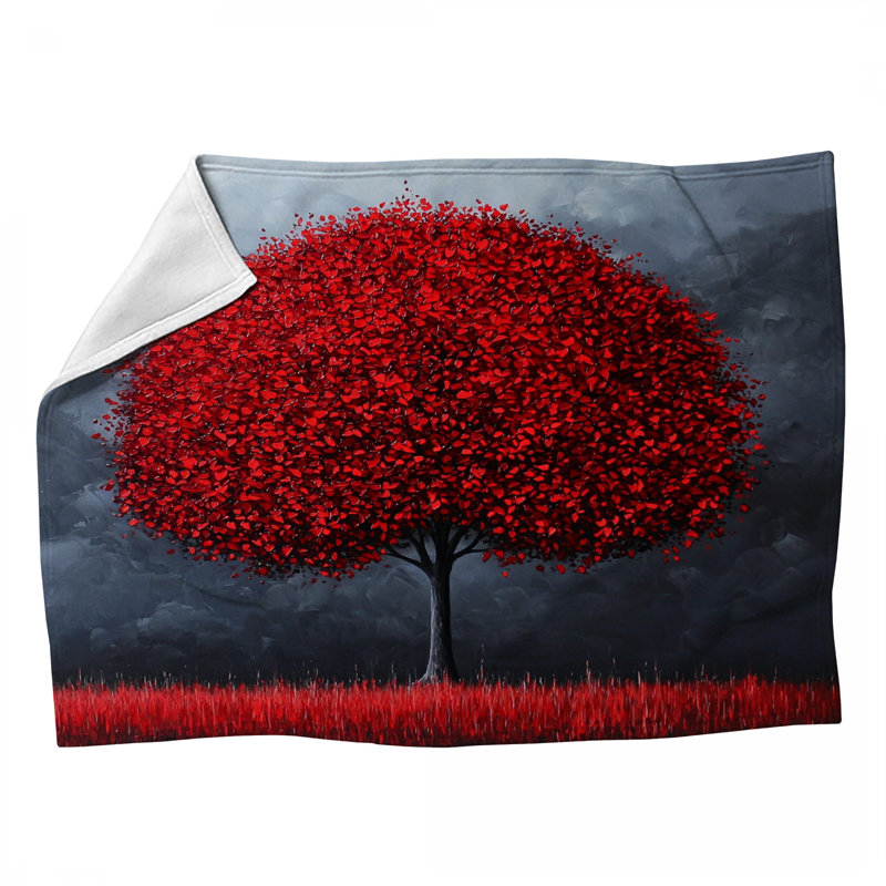 Jeté en molleton Red Tree, L 60 po x L 80 po