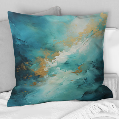 Turquoise Tranquillity II - Abstract Landscapes Printed Throw Pillow