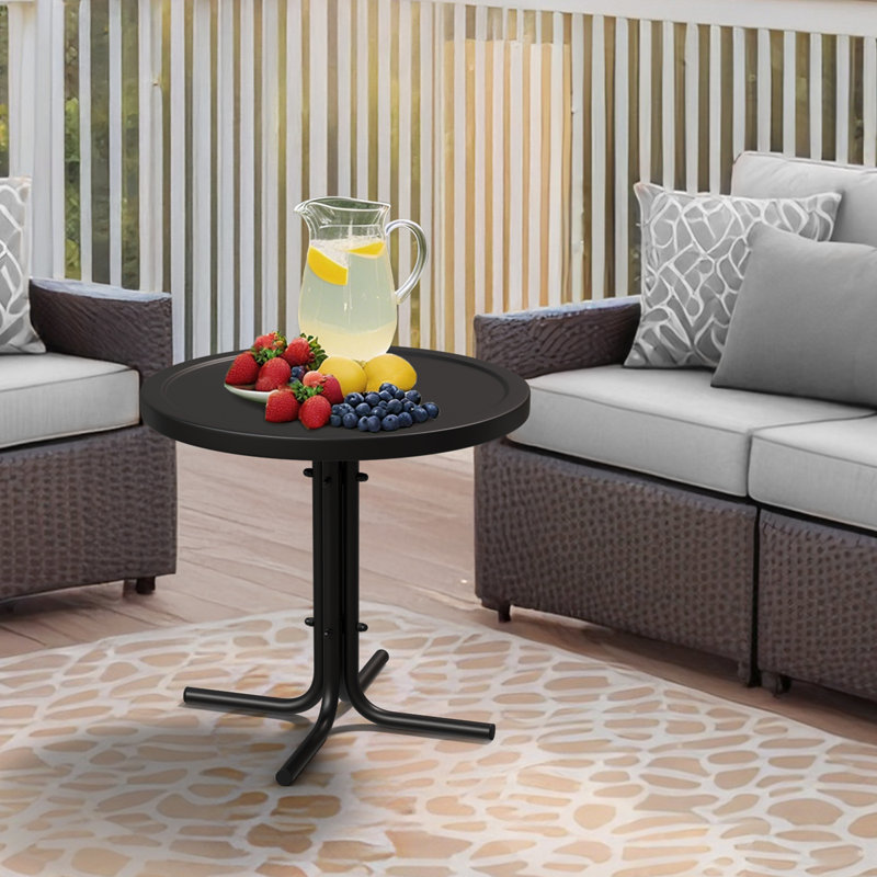 Table d'appoint de patio en acier noir, Noir