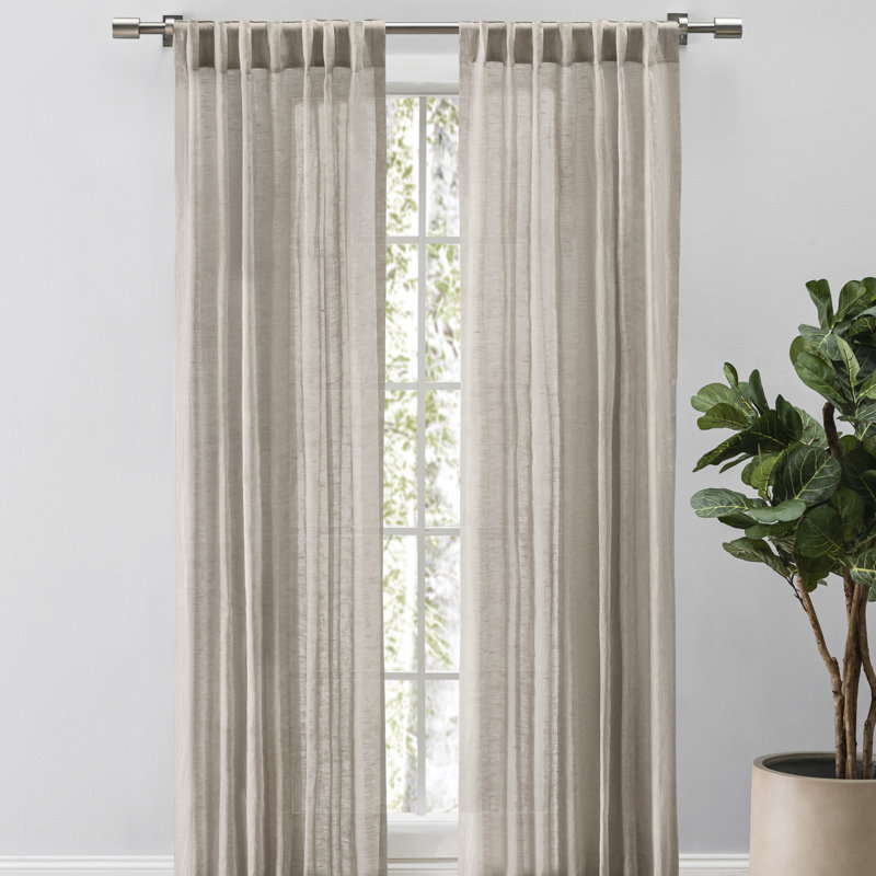 Cordovano Premium Pure 100% Linen Sheer Rod Pocket w/ Backtab Single Curtain Panel, Oatmeal, 48" W x 120" L
