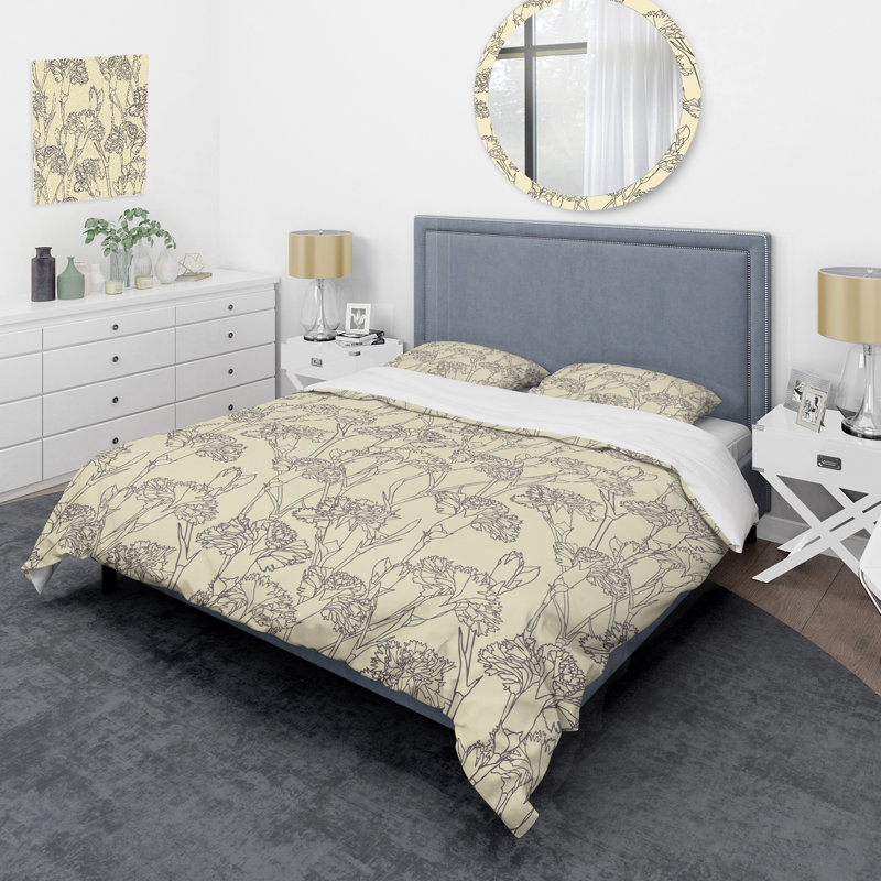 Fleurs, clous de girofle élégantes - ensemble de housse de couette floral - microfibre de polyester