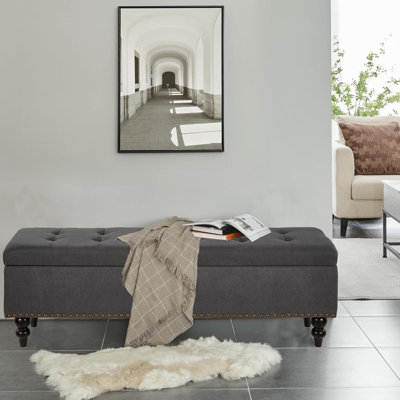 Delshawn Linen Upholstered Storage Bench