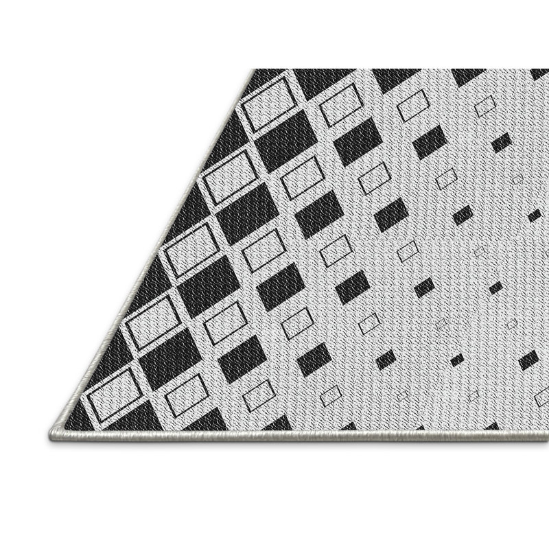 Tapis gris/zone noire à motifs, Rectangle 5 pi x 8 pi