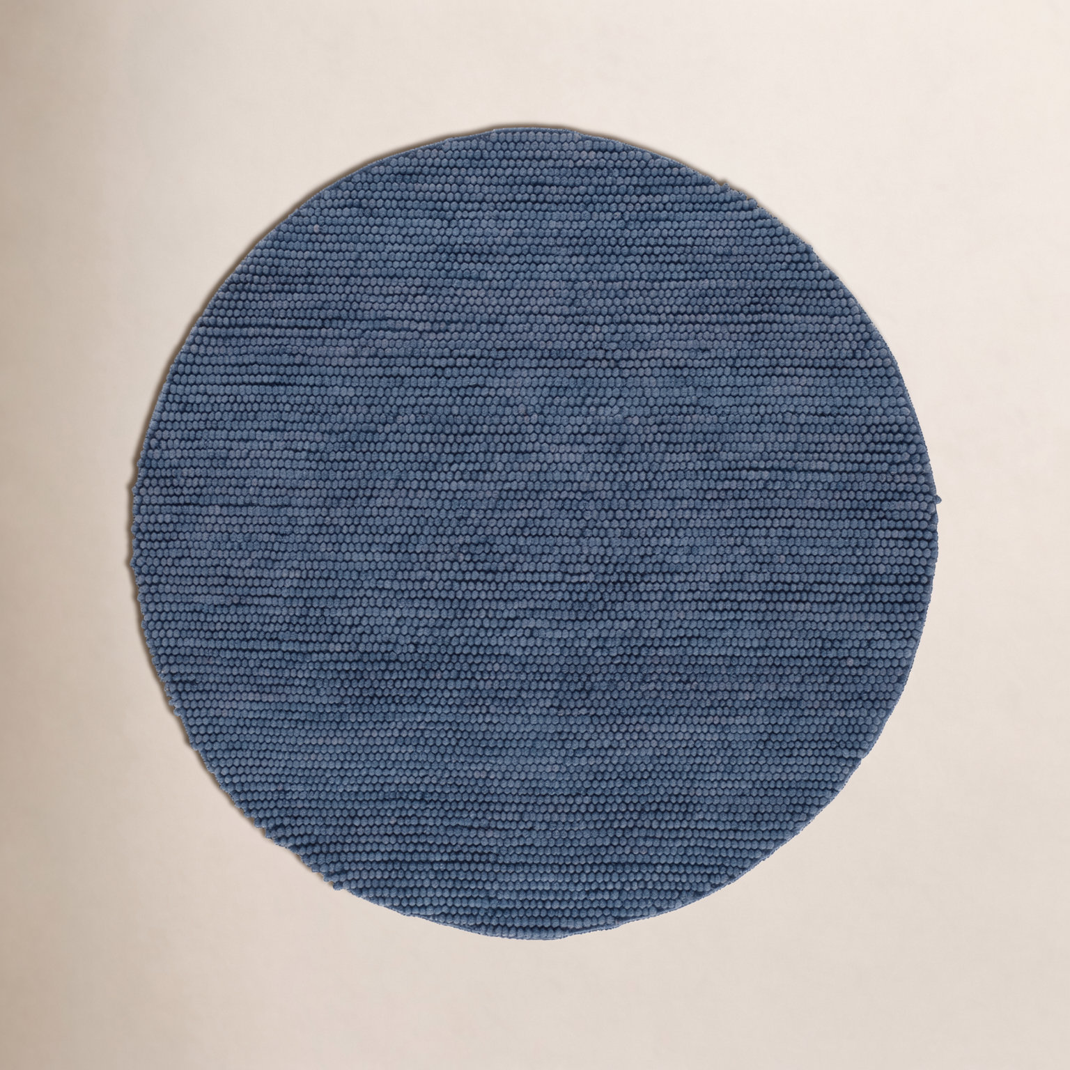 Elle Navy Blue Hand-Woven Wool Rug, Round 6'